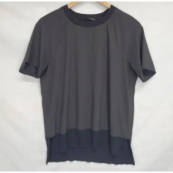 Athleta Zephyr Shell Top Women's Size M Raglan Sleeve Hi Low Ribbed Hem Black - Picture 3 of 9